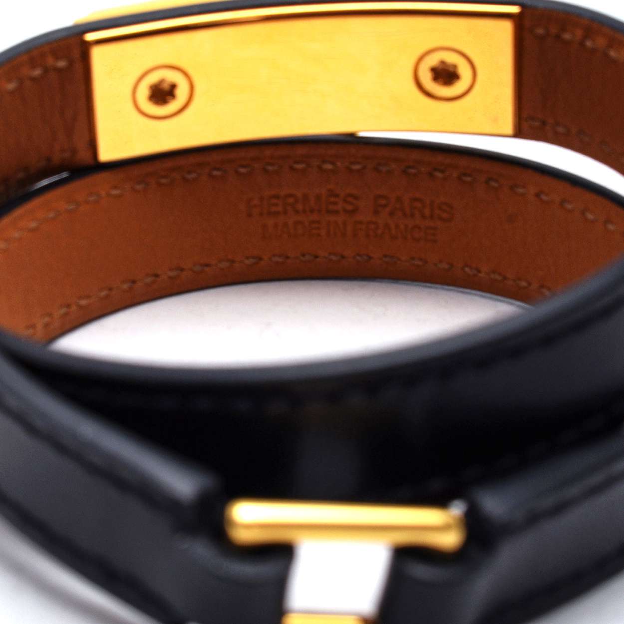 Hermes - Black Leather Collier de Chien Bracelet 